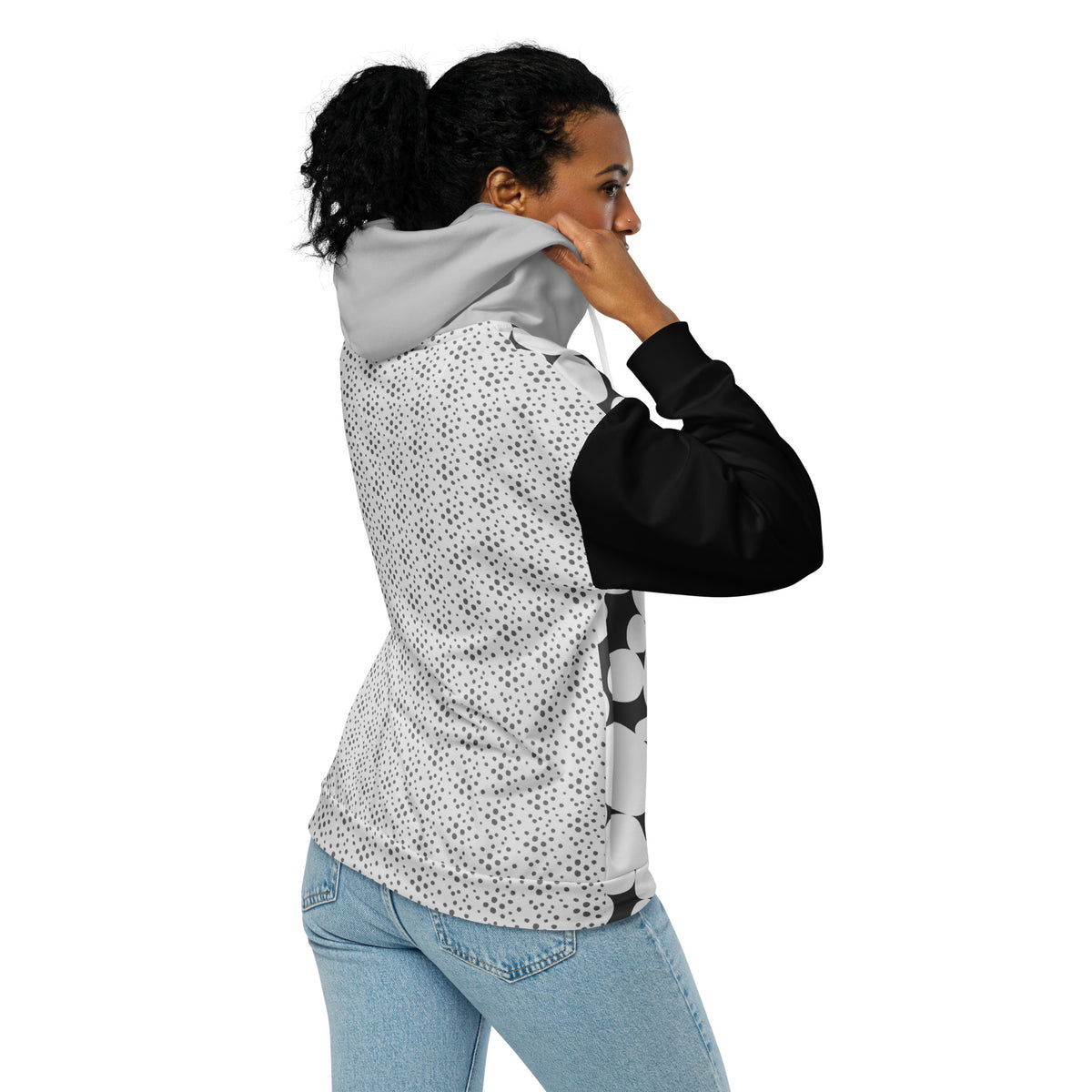 Two Print Black and White Unisex zip hoodie