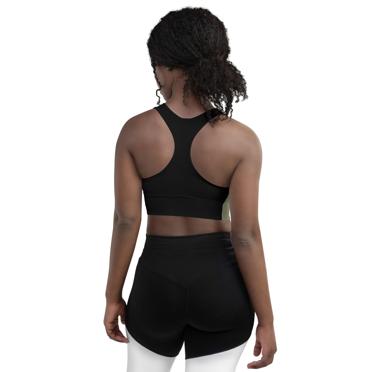 Military green Longline sports bra