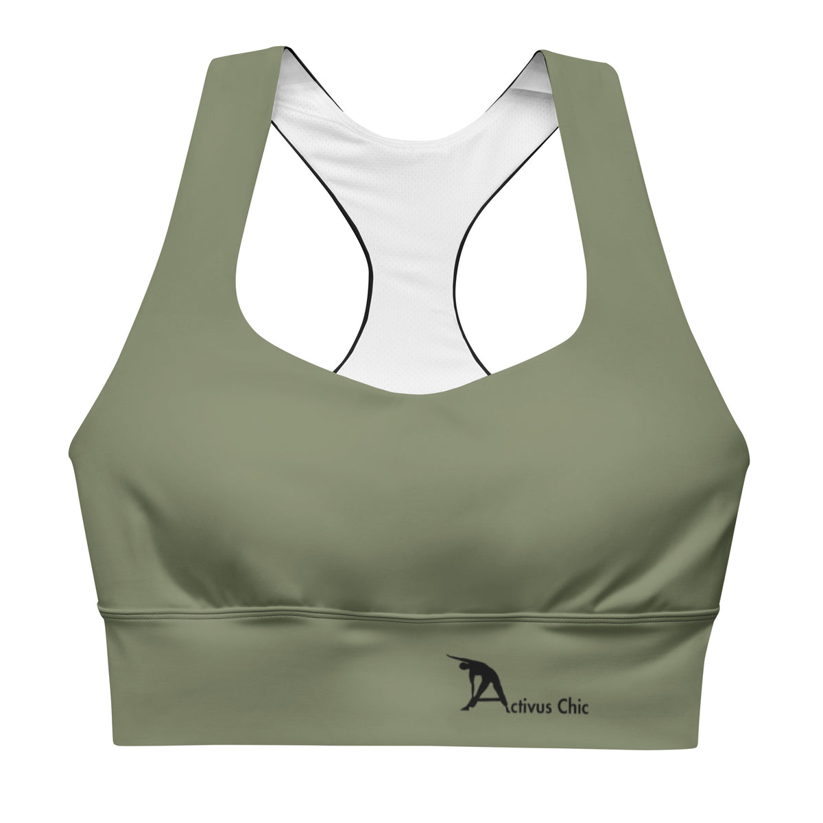 Military green Longline sports bra