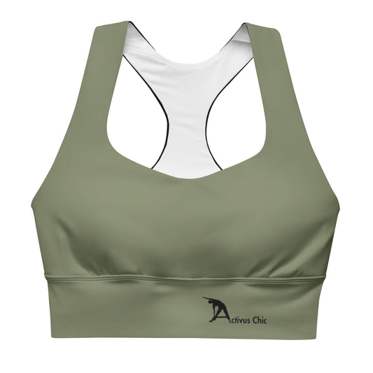 Military green Longline sports bra