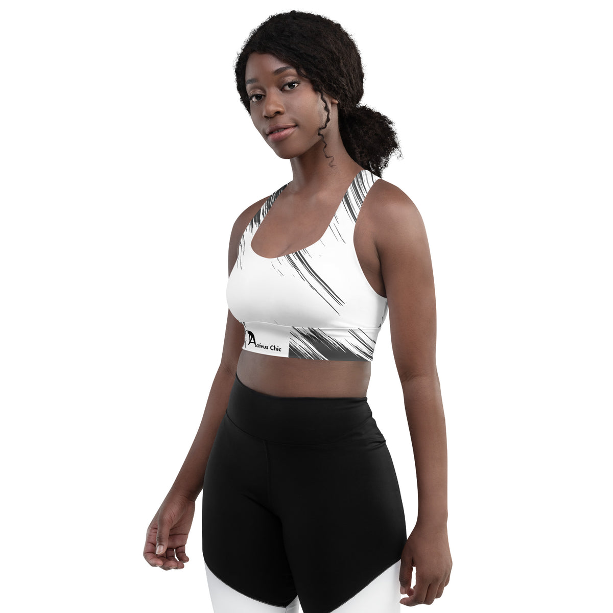 Black and White Longline sports bra