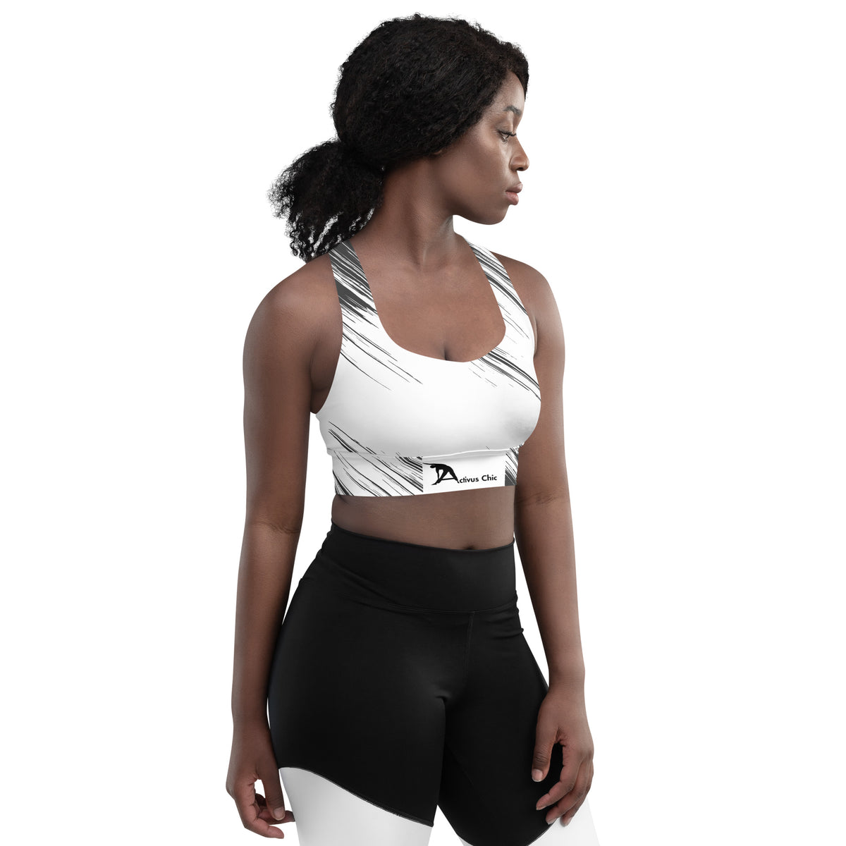 Black and White Longline sports bra