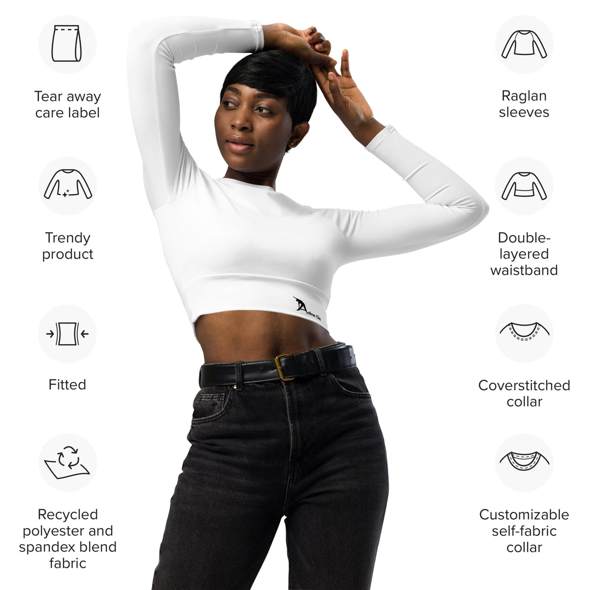 White Activus Chic long-sleeve crop top