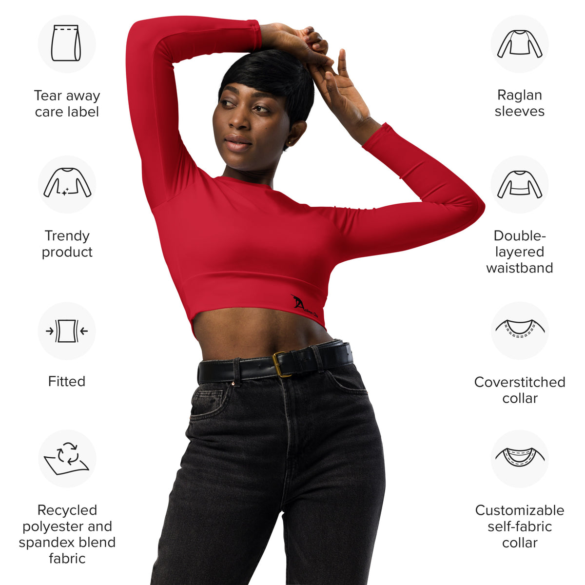 Red Activus Chic long-sleeve crop top
