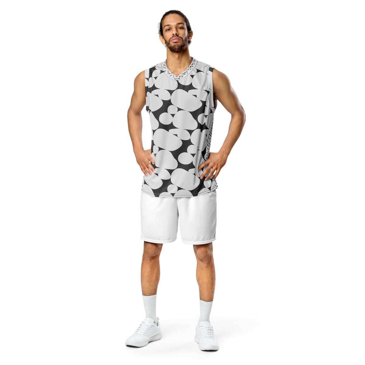 Black and White print unisex basketball jersey