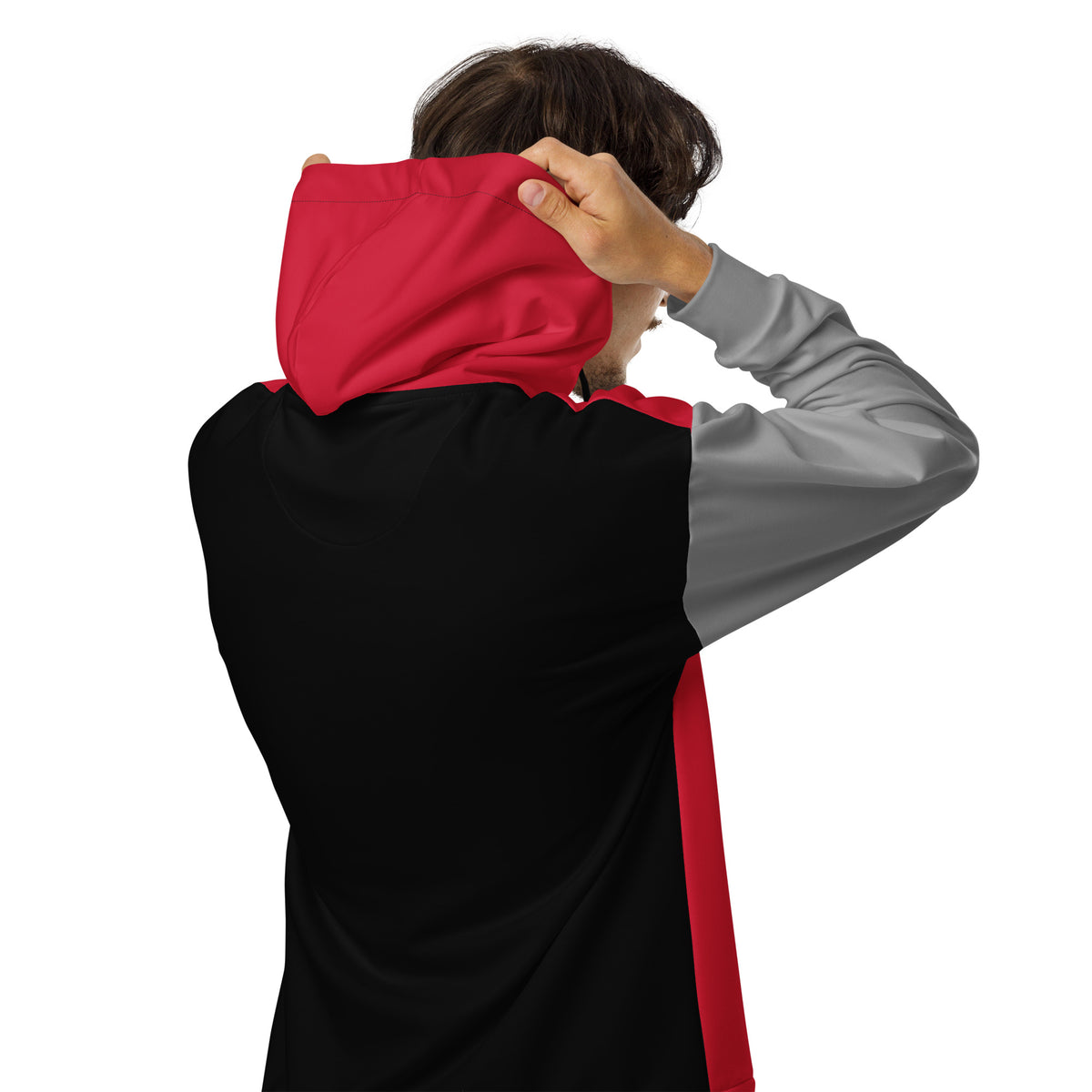 Red, Black, and Gray Unisex zip hoodie