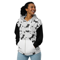 Two Print Black and White Unisex zip hoodie
