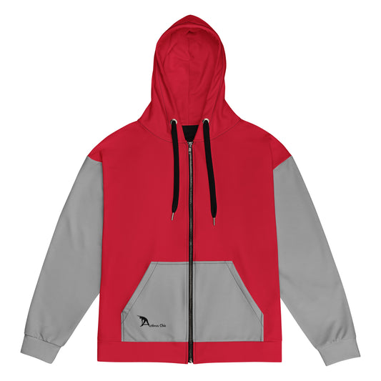 Red, Black, and Gray Unisex zip hoodie