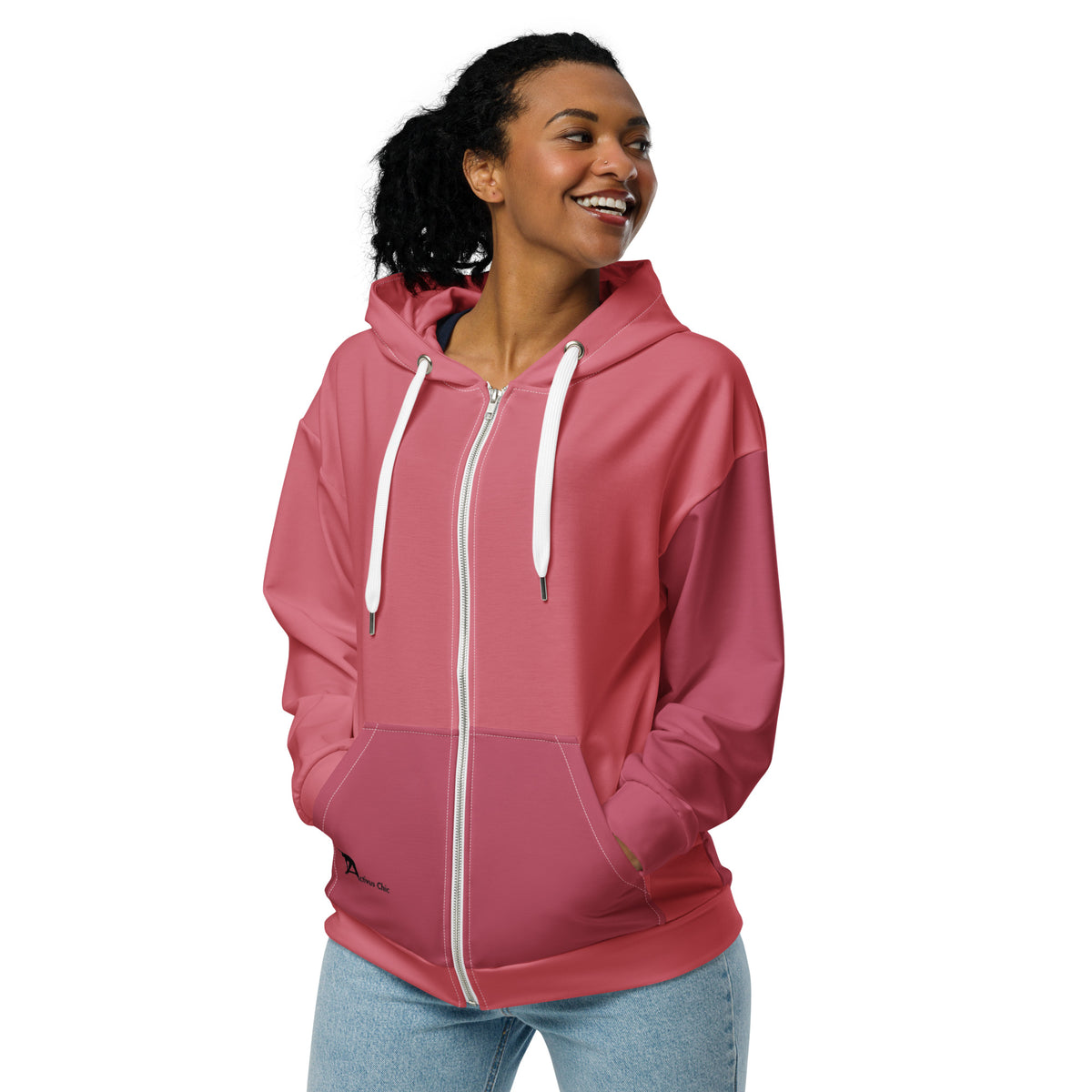Mauve Two Tone Unisex zip hoodie