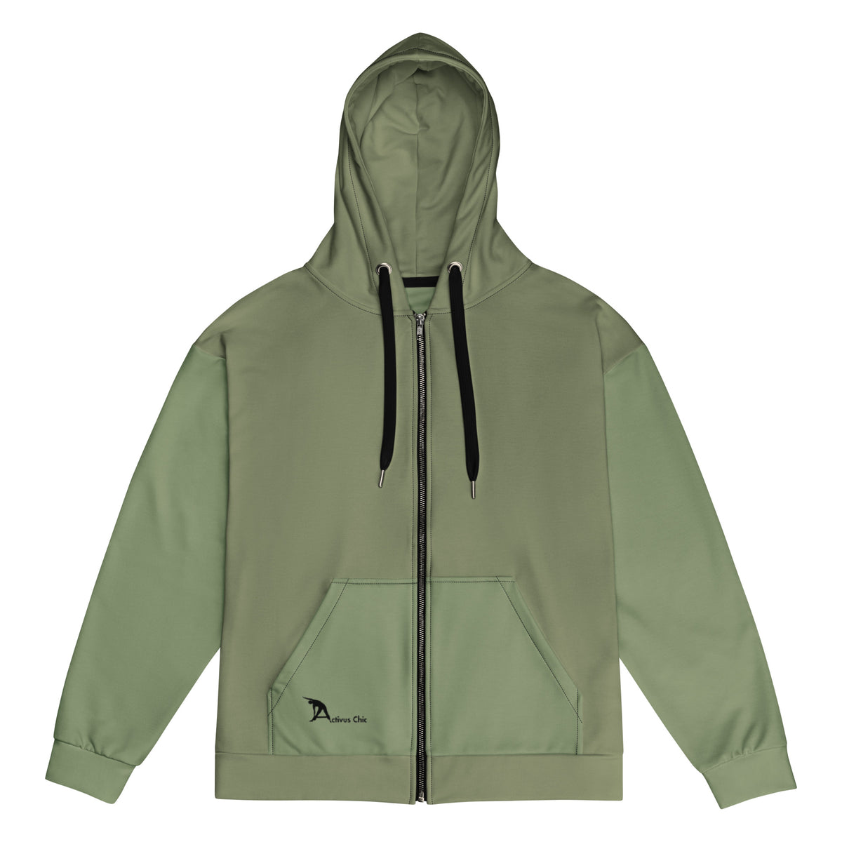Military green Unisex zip hoodie