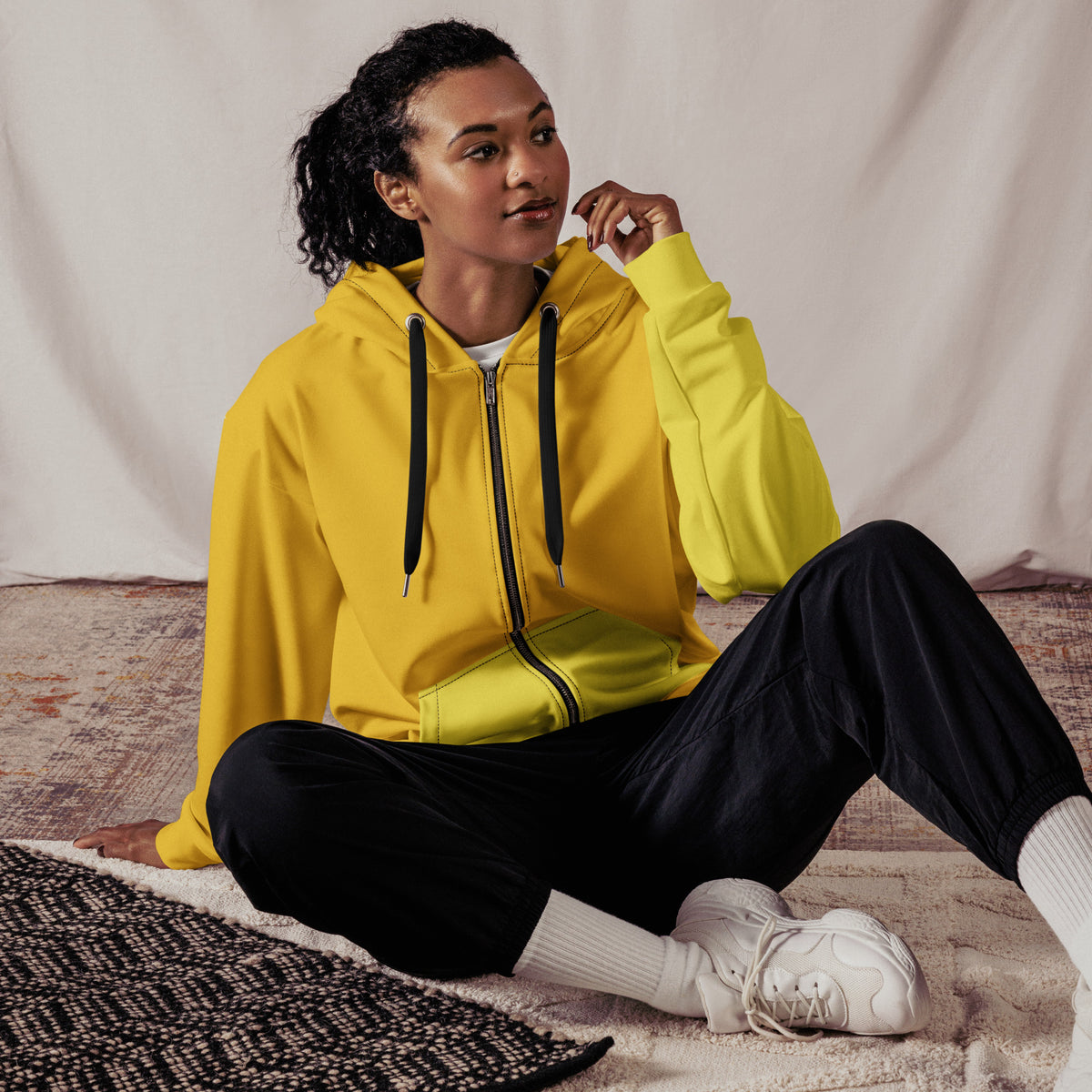 Yellow Unisex zip hoodie