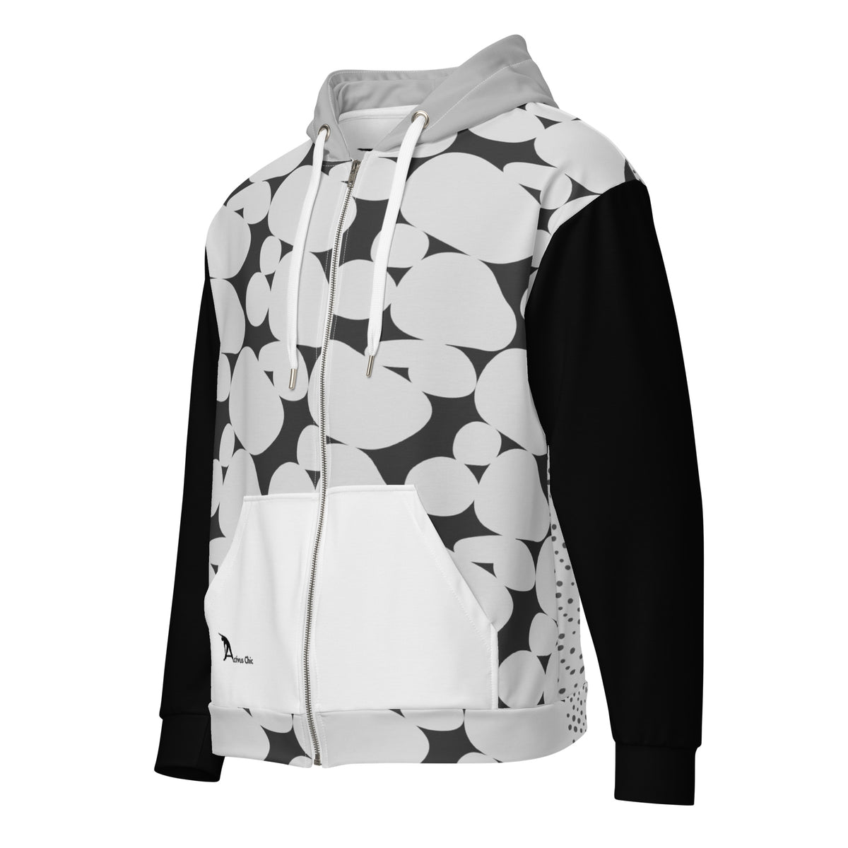 Two Print Black and White Unisex zip hoodie