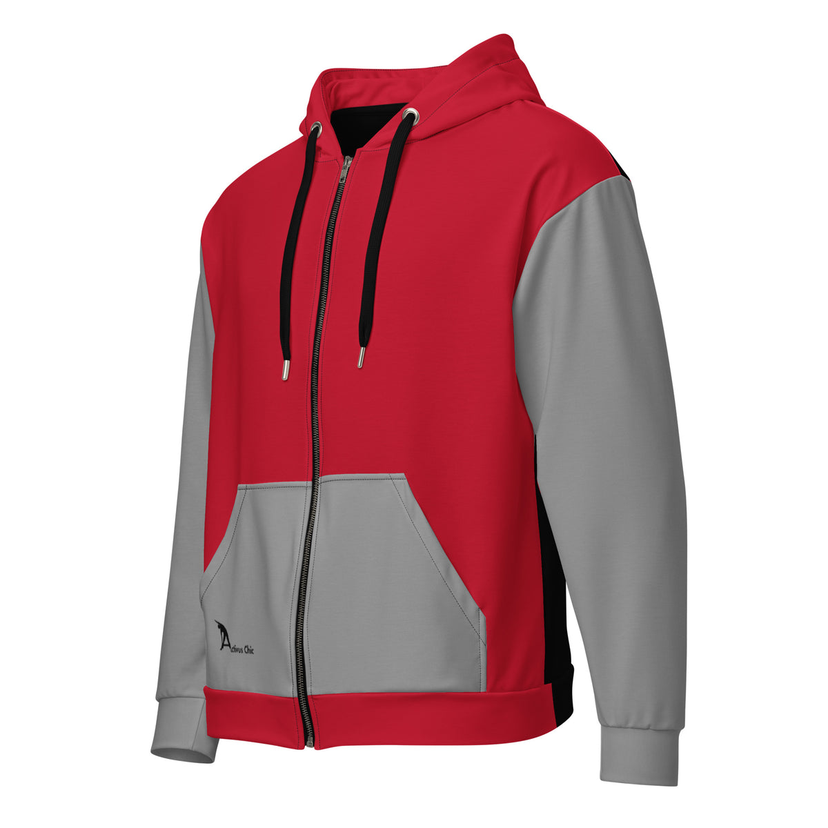 Red, Black, and Gray Unisex zip hoodie