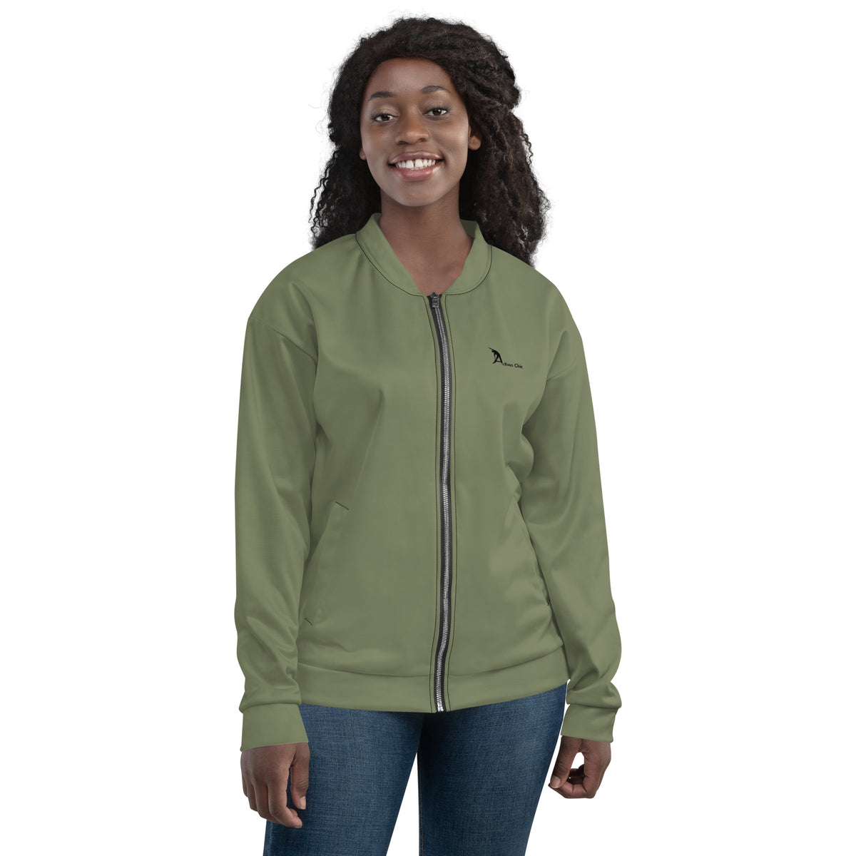 Military green Unisex Bomber Jacket