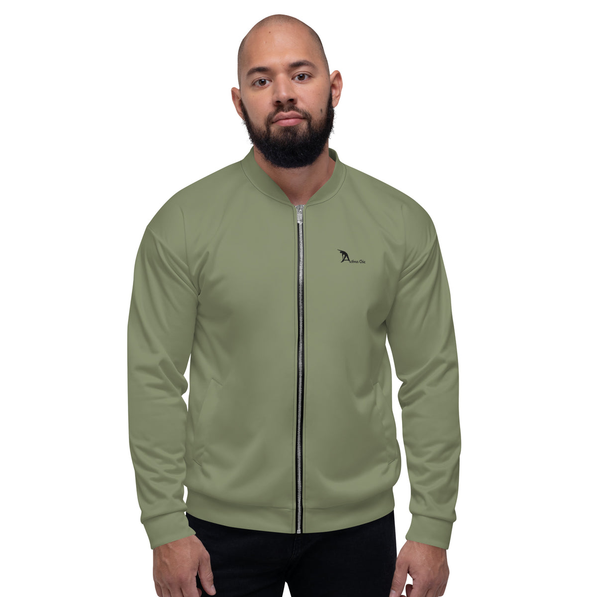 Military green Unisex Bomber Jacket