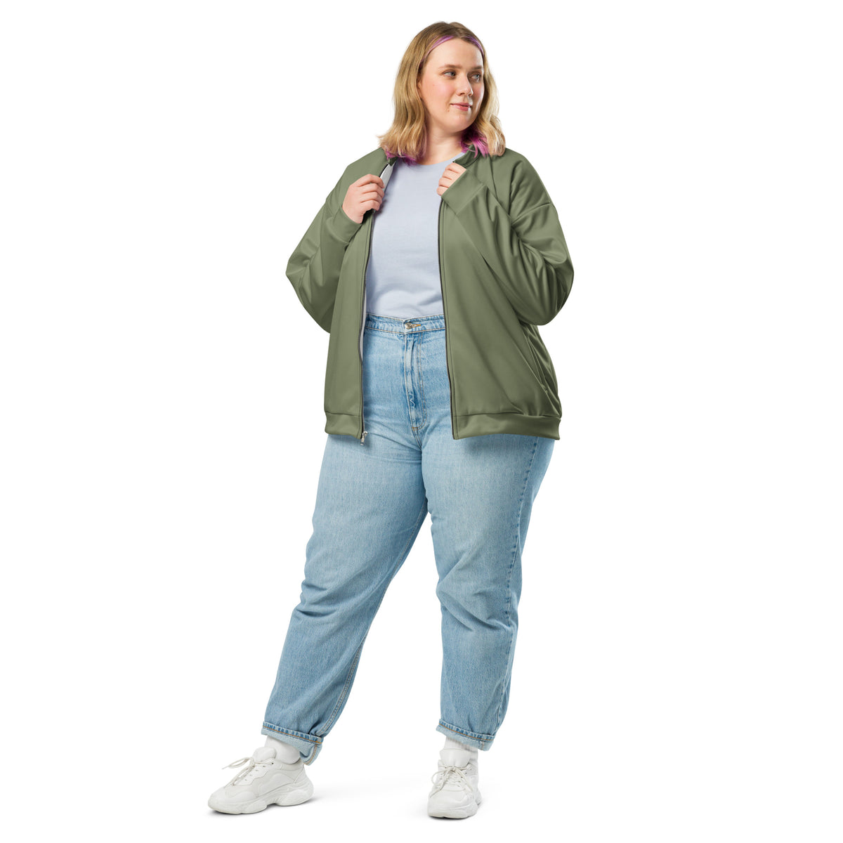 Military green Unisex Bomber Jacket