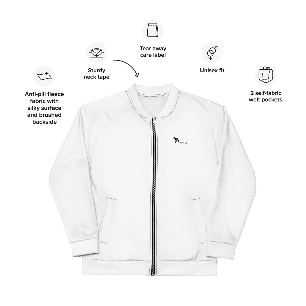 Black and White Unisex Bomber Jacket