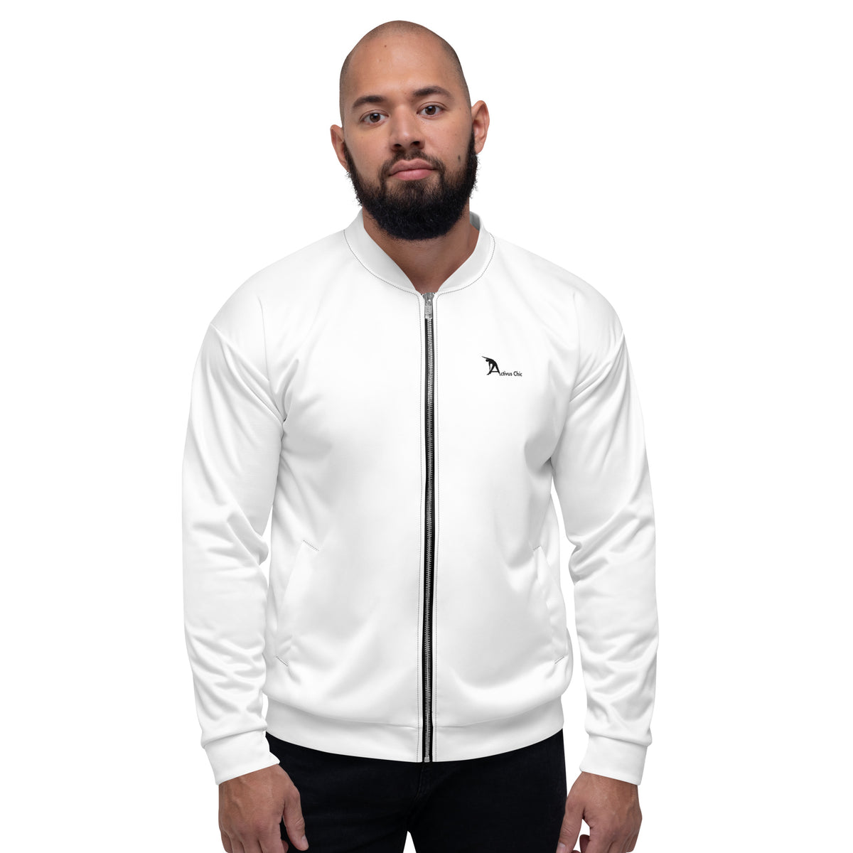 Black and White Unisex Bomber Jacket