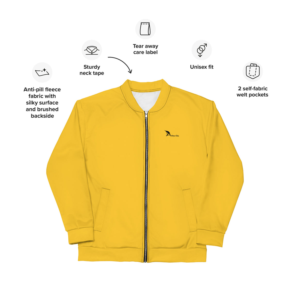 Yellow Unisex Bomber Jacket