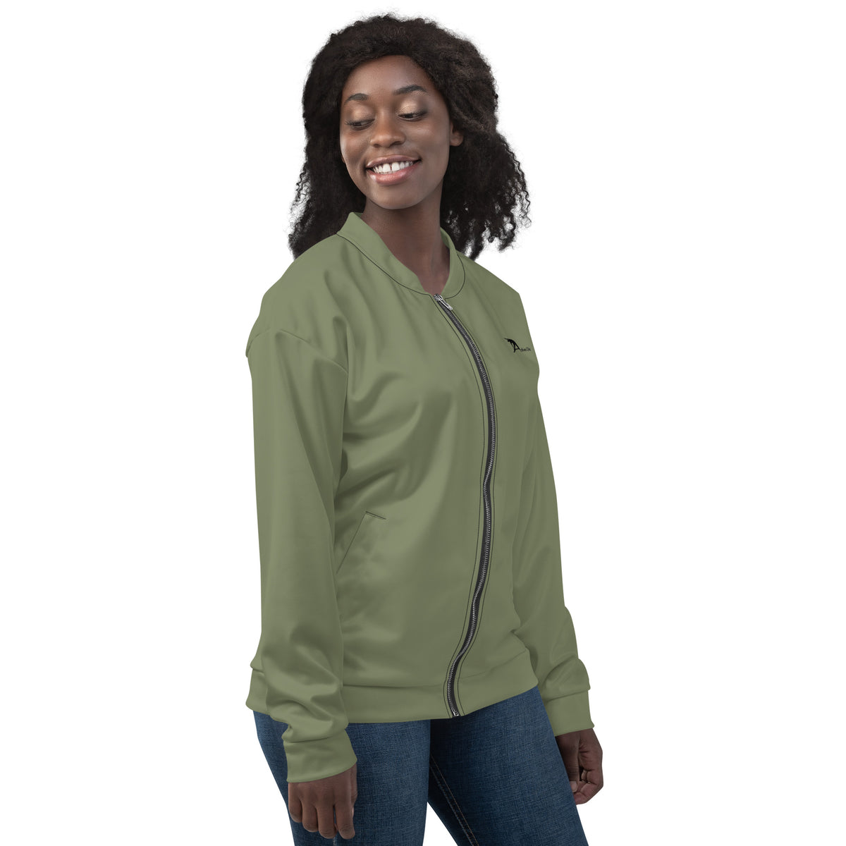 Military green Unisex Bomber Jacket