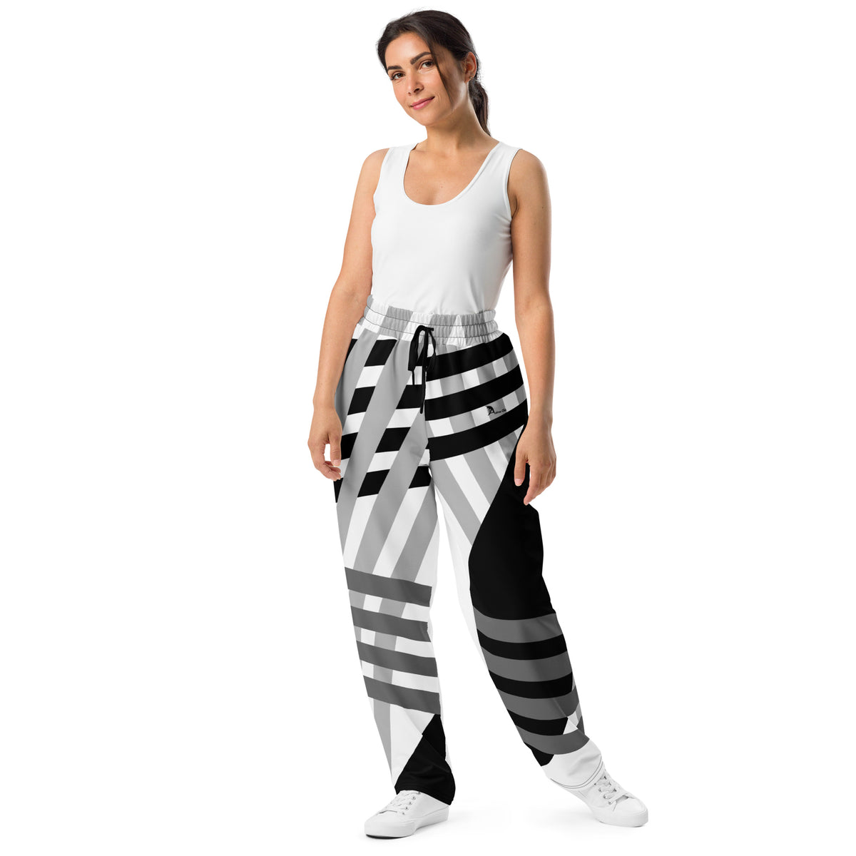 Black and White Striped Wide-leg joggers