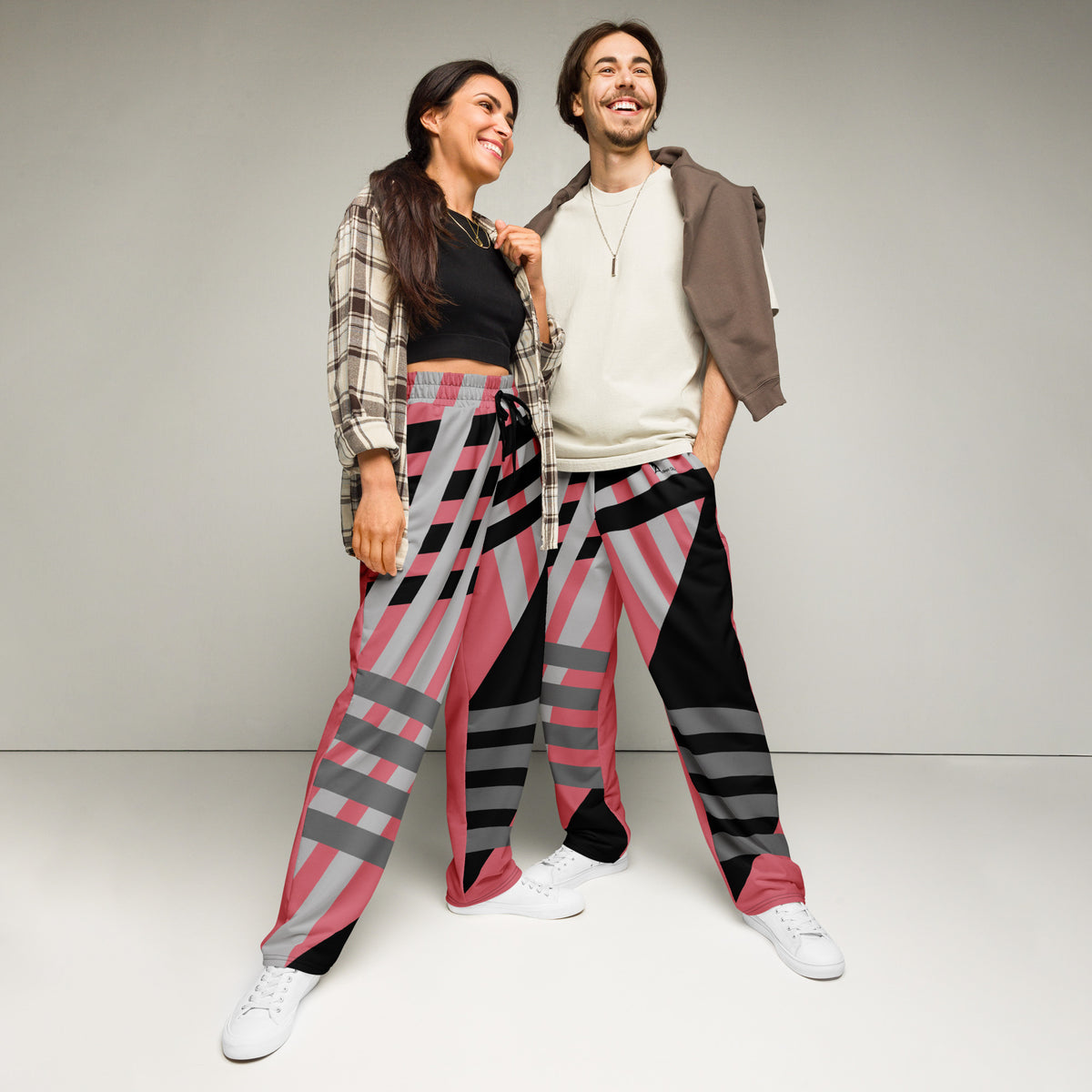 Mauve Pink Striped Wide-leg joggers