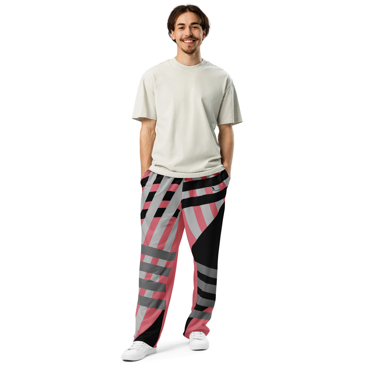 Mauve Pink Striped Wide-leg joggers