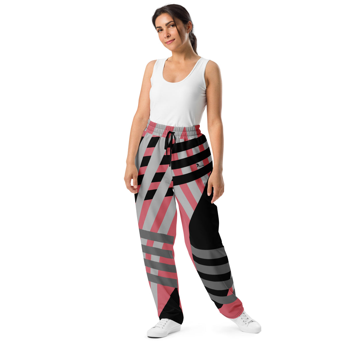 Mauve Pink Striped Wide-leg joggers