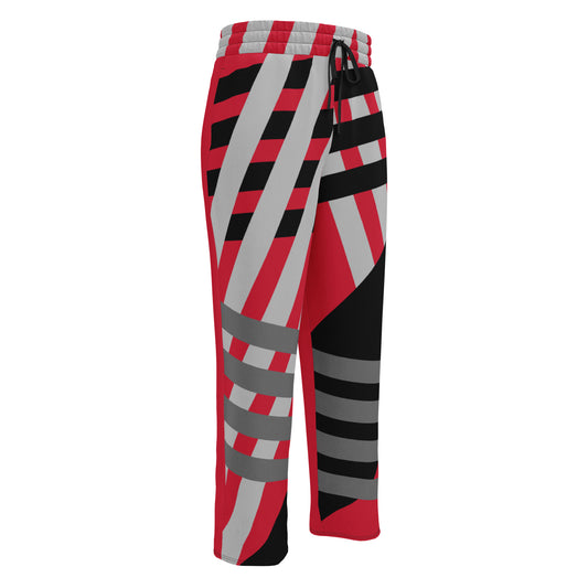 Red and Black Striped Wide-leg joggers