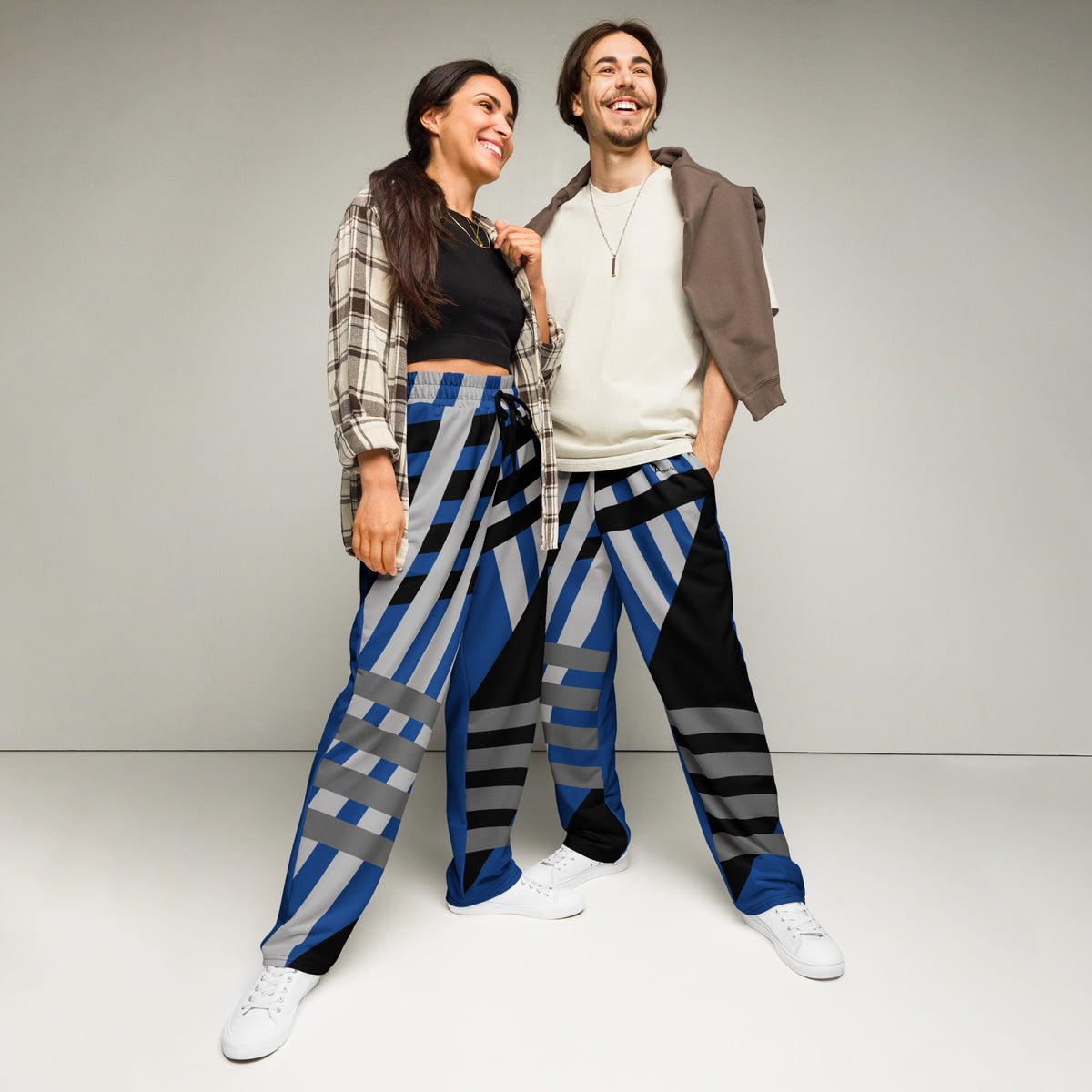 Blue Striped Wide-leg joggers