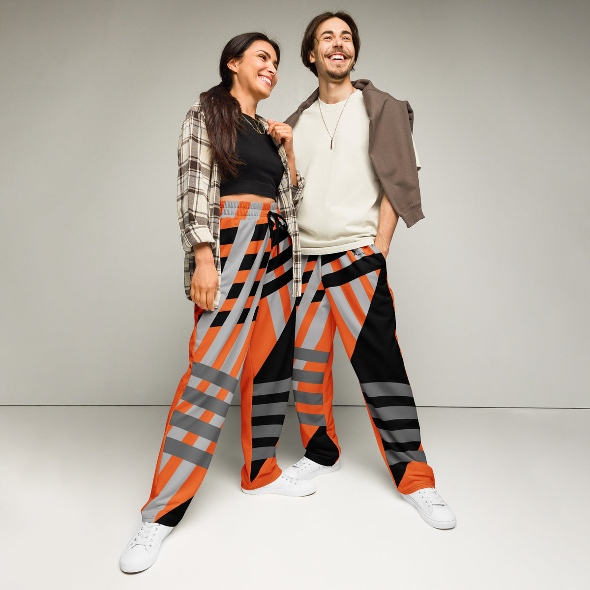 Orange Striped Wide-leg joggers