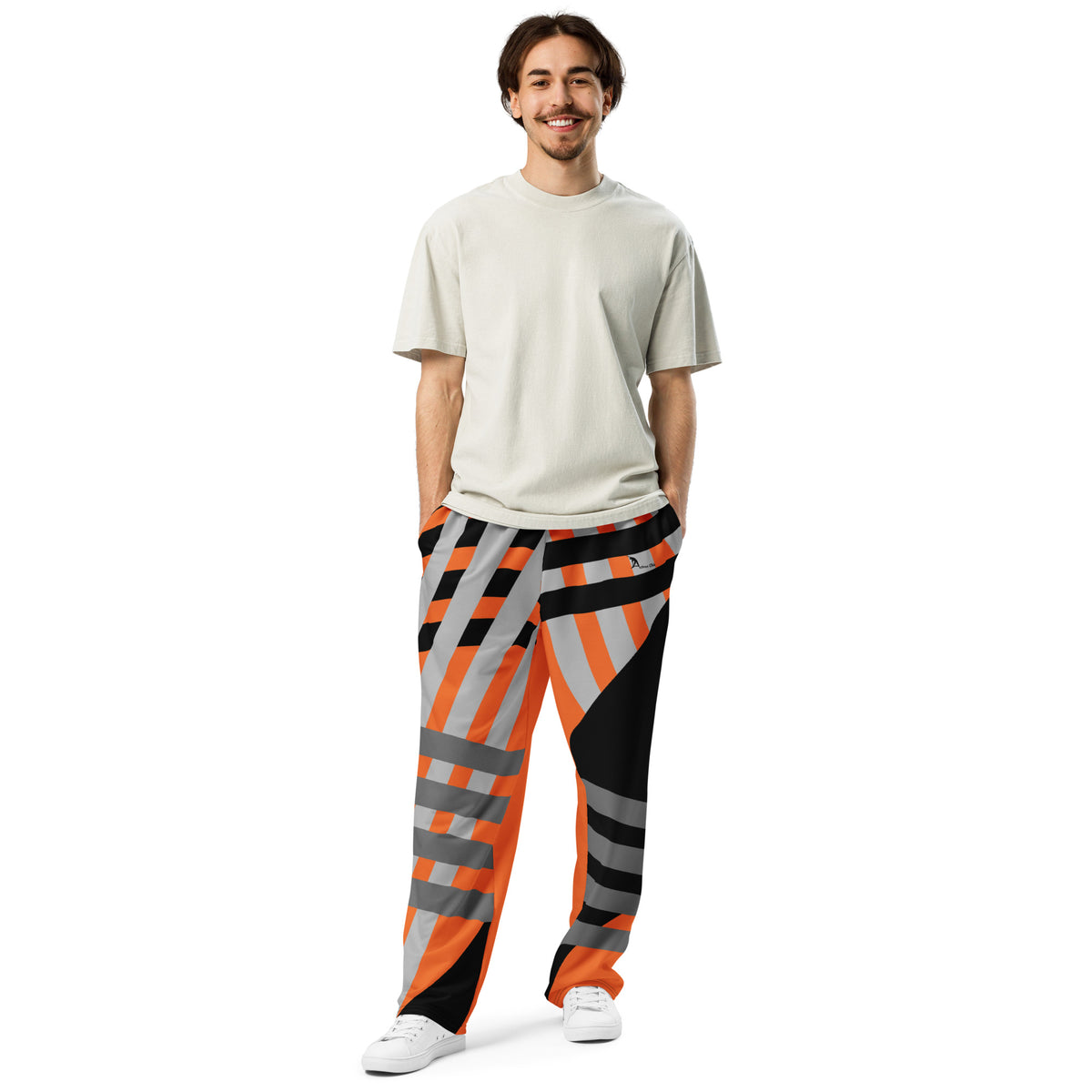 Orange Striped Wide-leg joggers