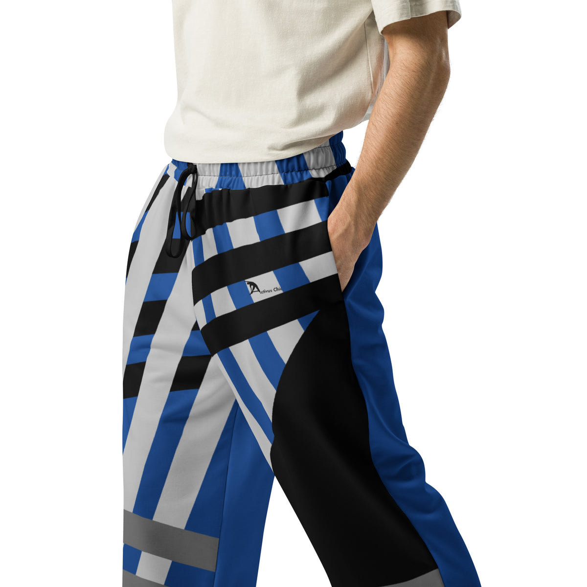 Blue Striped Wide-leg joggers