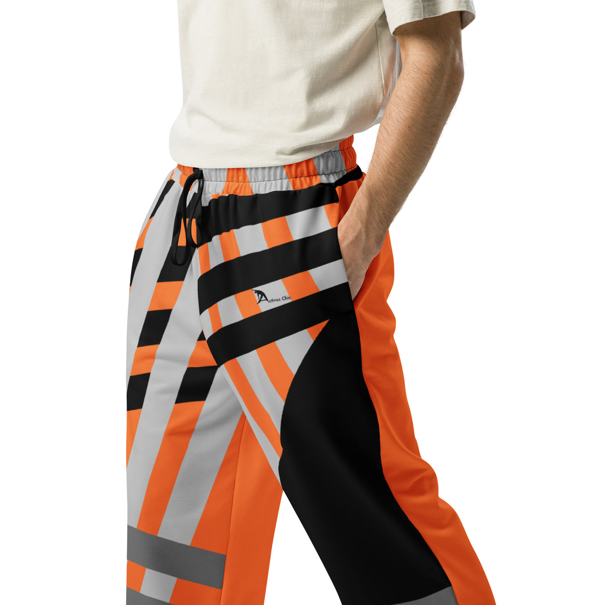 Orange Striped Wide-leg joggers