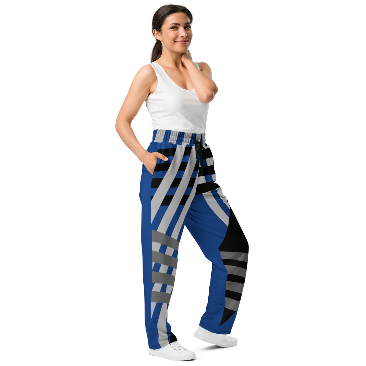 Blue Striped Wide-leg joggers