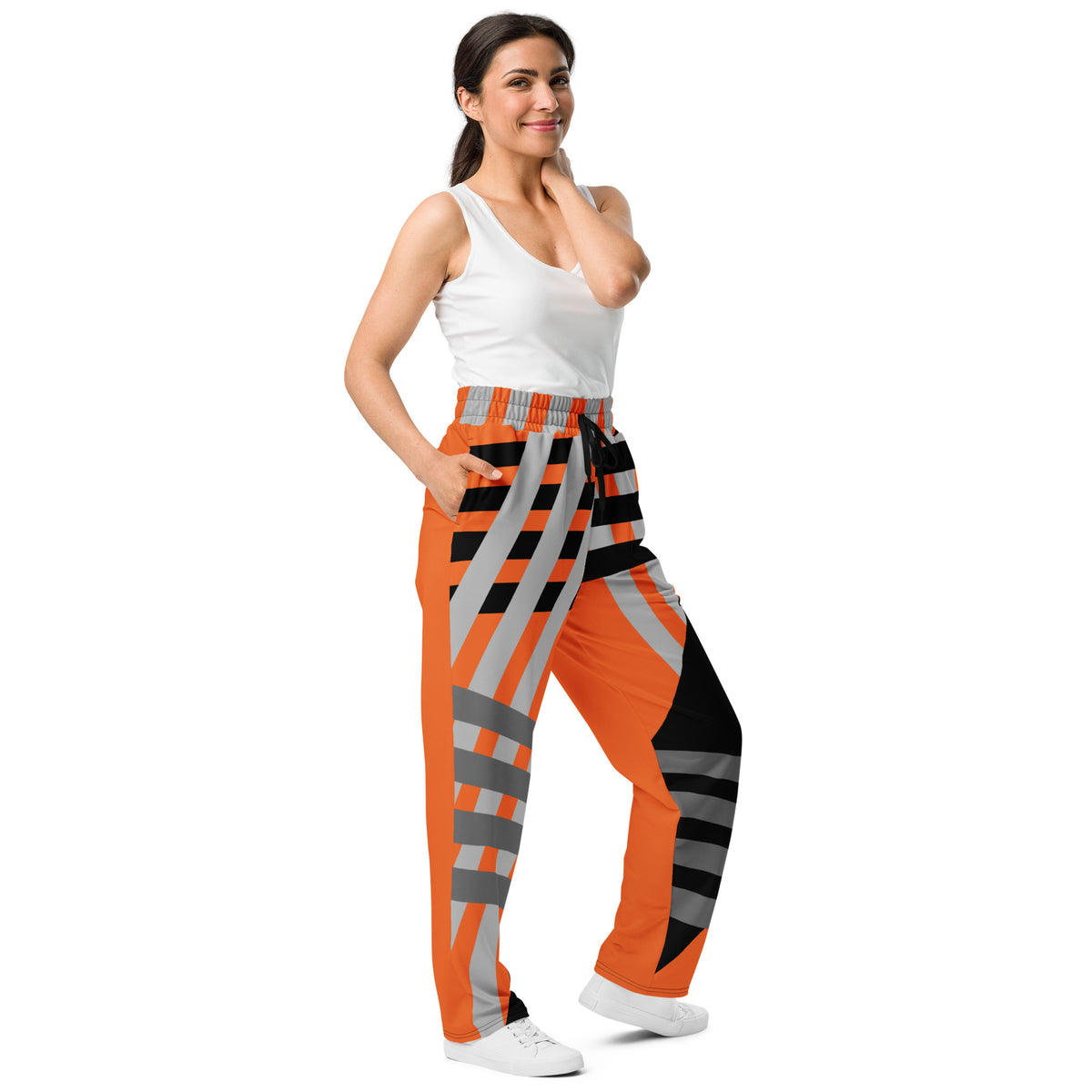 Orange Striped Wide-leg joggers
