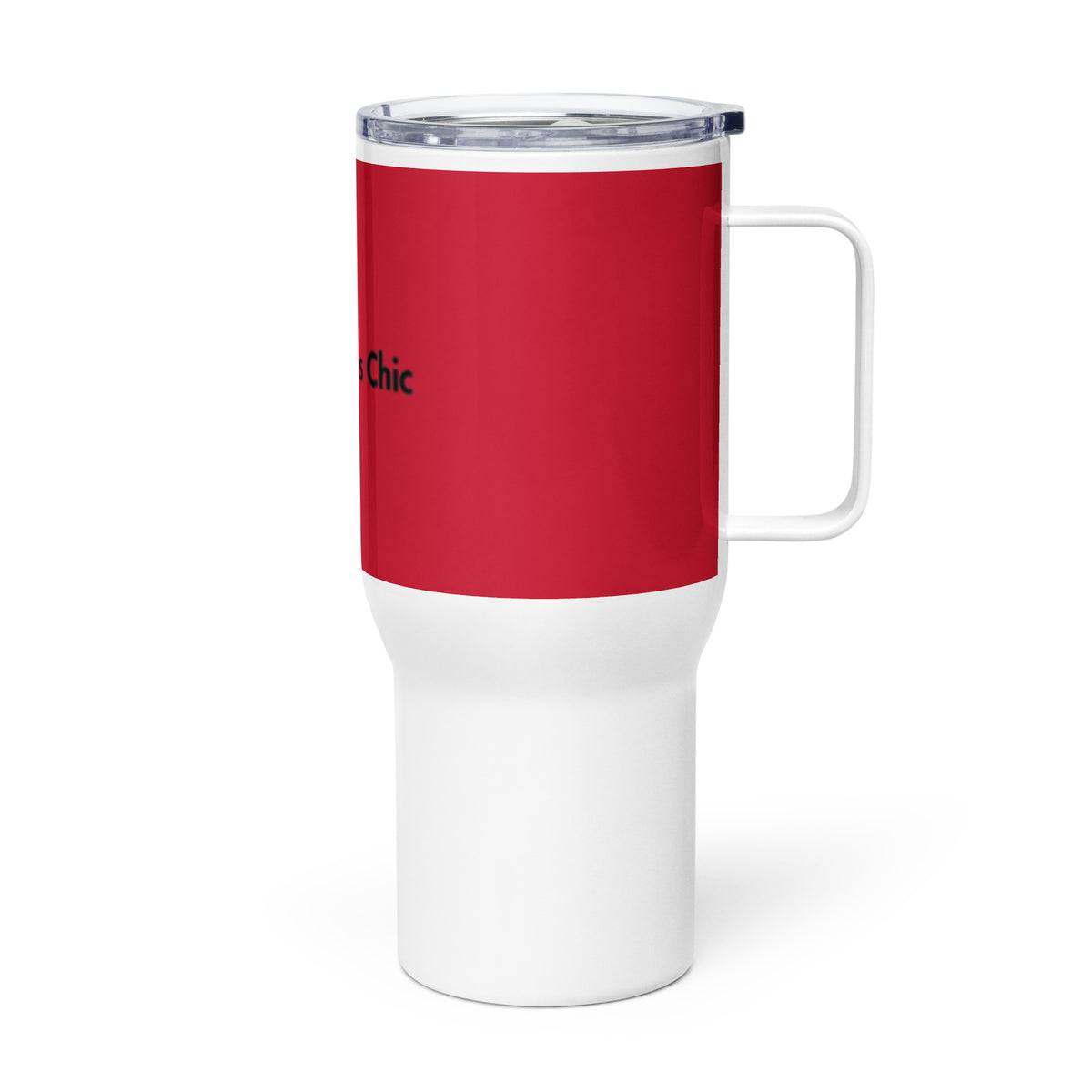 Red AC Travel mug with a handle