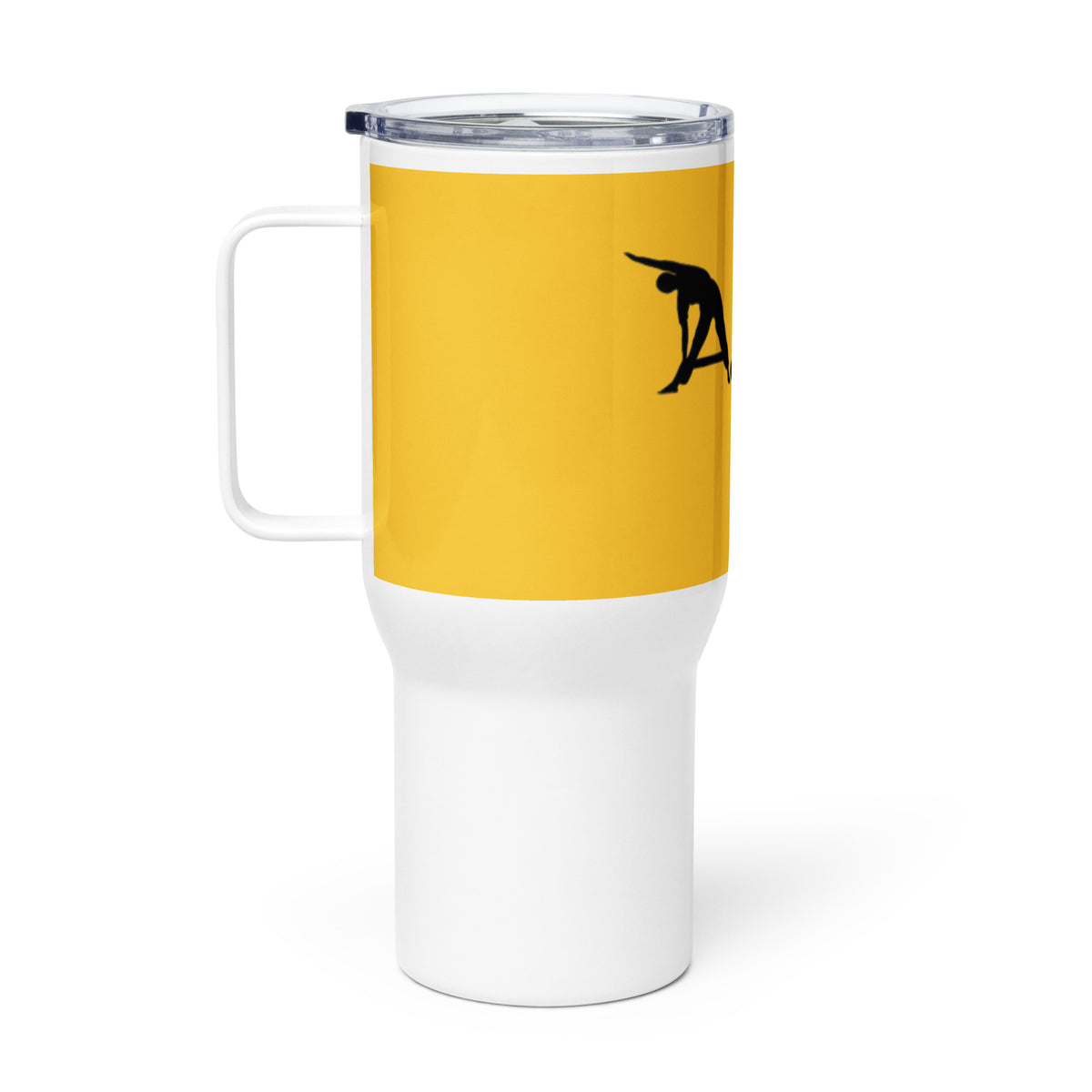 Yellow AC Travel mug with a handle