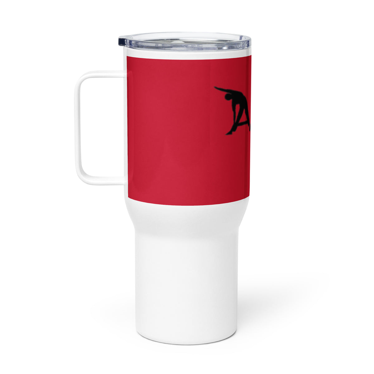 Red AC Travel mug with a handle
